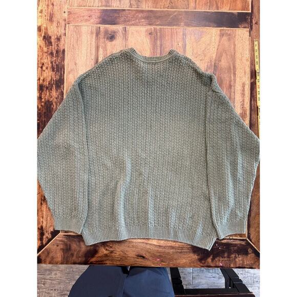 L.L.Bean Men's Gray Heritage chunk knit Fisherman Crewneck Sweater Size L - Picture 5 of 5